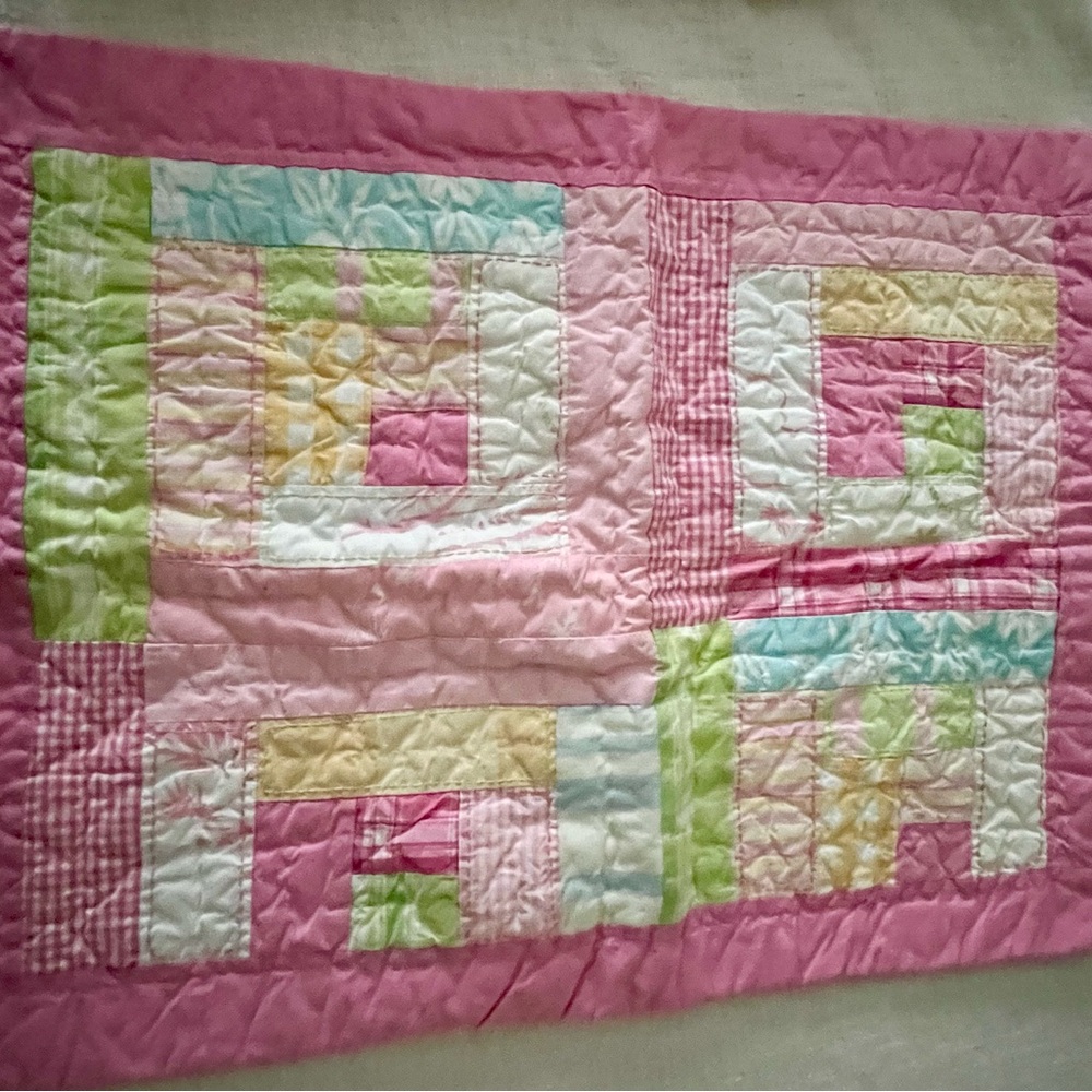 NEW Pottery Barn Kids Patchwork Bedding Set F/Q - Pink, Green, and Teal - Picture 3 of 5